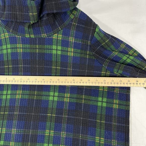 Torrid Women’s Brushed Waffle Cowl Top Size 2 Plaid Green Blue Pullover - Picture 8 of 11